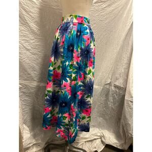Vintage Women’s Skirt Tropical Floral 80s Style, Zip and Clip!